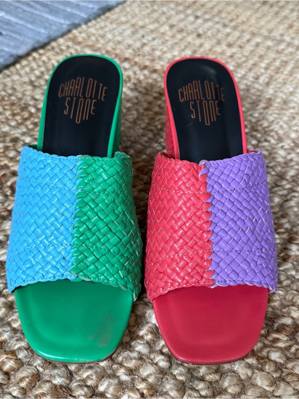 Charlotte Stone Lenu Tropical Two Tone Heeled Mules